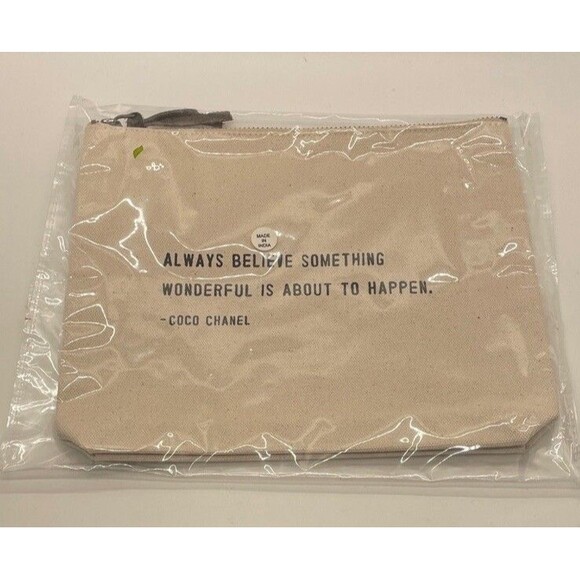 Sugarboo And Co “Always Believe Something Wonderful” Canvas Zip Bag Makeup New - Picture 1 of 2